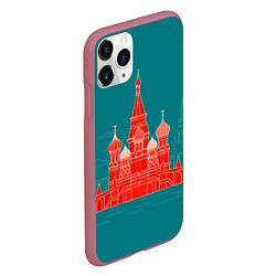 Чехол iPhone 11 Pro матовый Москва, цвет: 3D-малиновый — фото 2