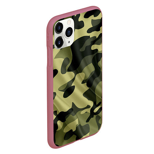 Чехол iPhone 11 Pro матовый Милитари / 3D-Малиновый – фото 2