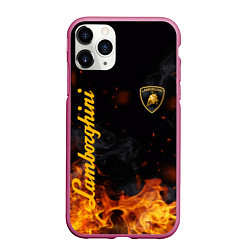 Чехол iPhone 11 Pro матовый LAMBORGHINI, цвет: 3D-малиновый