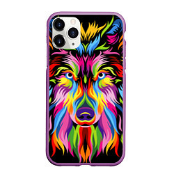 Чехол iPhone 11 Pro матовый Neon wolf