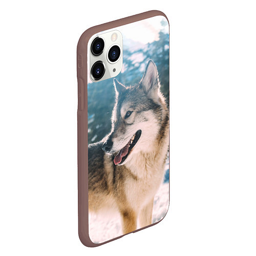 Чехол iPhone 11 Pro матовый Волк и снег / 3D-Коричневый – фото 2