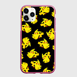 Чехол iPhone 11 Pro матовый Веселый пикачу, цвет: 3D-малиновый