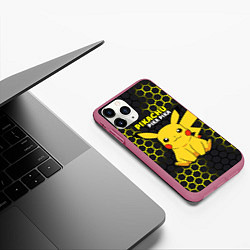 Чехол iPhone 11 Pro матовый Pikachu Pika Pika, цвет: 3D-малиновый — фото 2