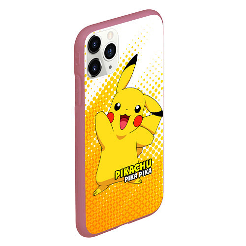 Чехол iPhone 11 Pro матовый Pikachu Pika Pika / 3D-Малиновый – фото 2