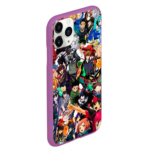 Чехол iPhone 11 Pro матовый Аниме персонажи / 3D-Фиолетовый – фото 2