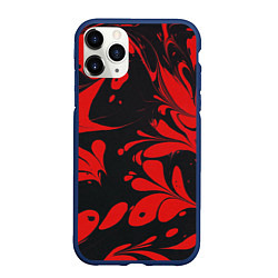 Чехол iPhone 11 Pro матовый Красный Мрамор, цвет: 3D-тёмно-синий