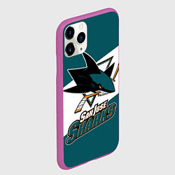 Чехол iPhone 11 Pro матовый Сан Хосе Шаркс, цвет: 3D-фиолетовый — фото 2