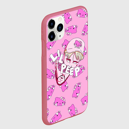 Чехол iPhone 11 Pro матовый LIL PEEP / 3D-Малиновый – фото 2