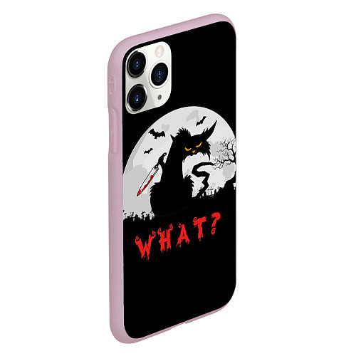 Чехол iPhone 11 Pro матовый What Cat Halloween / 3D-Розовый – фото 2