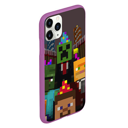 Чехол iPhone 11 Pro матовый Minecraft - characters - video game / 3D-Фиолетовый – фото 2