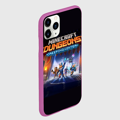 Чехол iPhone 11 Pro матовый Minecraft Dungeons / 3D-Фиолетовый – фото 2
