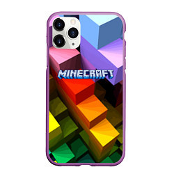 Чехол iPhone 11 Pro матовый Minecraft - pattern, цвет: 3D-фиолетовый