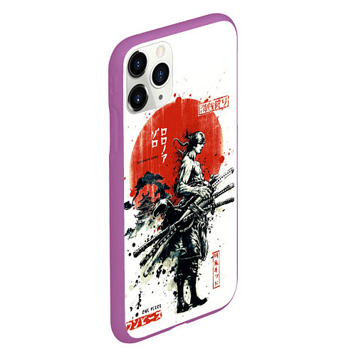 Чехол iPhone 11 Pro матовый ONE PIECE ZOHO SAMURAI / 3D-Фиолетовый – фото 2