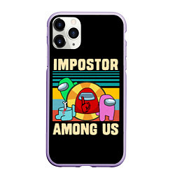 Чехол iPhone 11 Pro матовый Among Us IMPOSTOR, цвет: 3D-светло-сиреневый
