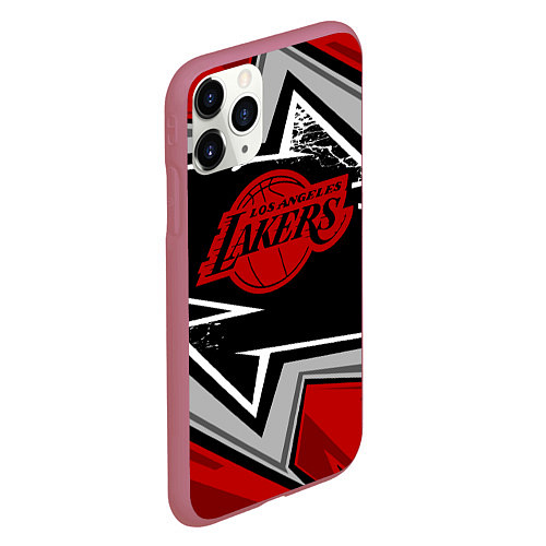 Чехол iPhone 11 Pro матовый LA LAKERS RED / 3D-Малиновый – фото 2