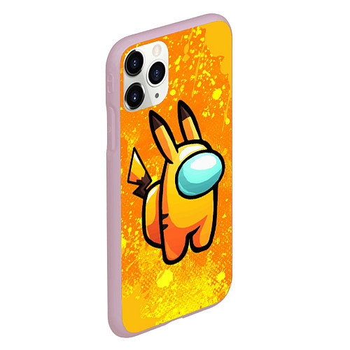 Чехол iPhone 11 Pro матовый AMONG US - Pikachu / 3D-Розовый – фото 2