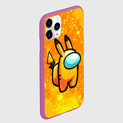 Чехол iPhone 11 Pro матовый AMONG US - Pikachu, цвет: 3D-фиолетовый — фото 2