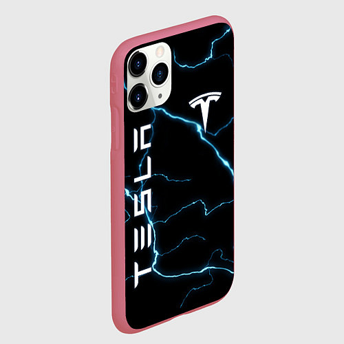 Чехол iPhone 11 Pro матовый TESLA / 3D-Малиновый – фото 2