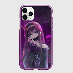 Чехол iPhone 11 Pro матовый Zero Two in mask, цвет: 3D-фиолетовый