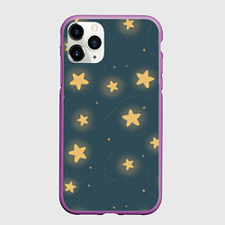 Чехол iPhone 11 Pro матовый Звезды, цвет: 3D-фиолетовый