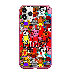 Чехол iPhone 11 Pro матовый ROBLOX PIGGY, цвет: 3D-малиновый