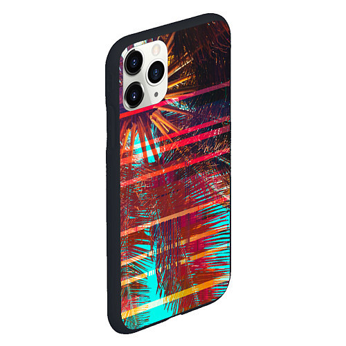 Чехол iPhone 11 Pro матовый Palm glitch art / 3D-Черный – фото 2