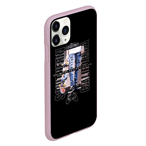 Чехол iPhone 11 Pro матовый Skatebordig / 3D-Розовый – фото 2