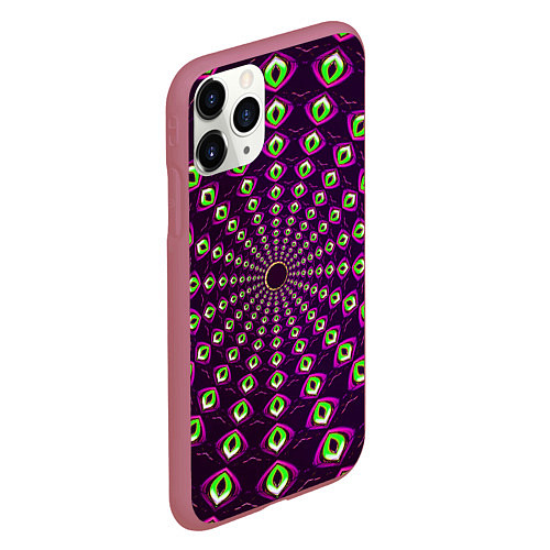 Чехол iPhone 11 Pro матовый Fractal-$$$ / 3D-Малиновый – фото 2