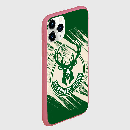 Чехол iPhone 11 Pro матовый Милуоки Бакс / 3D-Малиновый – фото 2