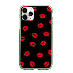 Чехол iPhone 11 Pro матовый Поцелуи, цвет: 3D-салатовый