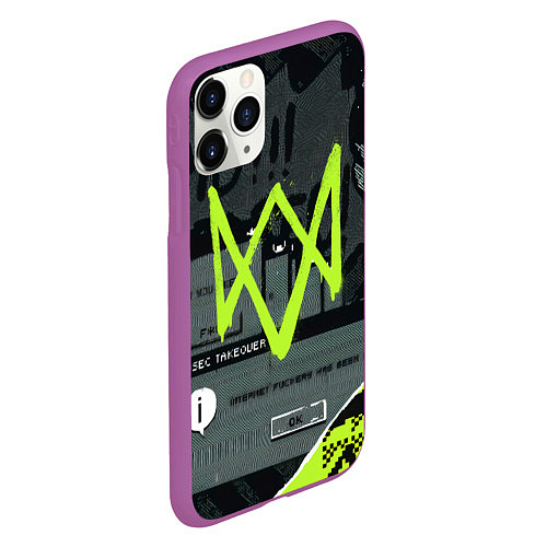 Чехол iPhone 11 Pro матовый WATCH DOGS: LEGION / 3D-Фиолетовый – фото 2