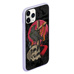 Чехол iPhone 11 Pro матовый Ворона и череп, цвет: 3D-светло-сиреневый — фото 2