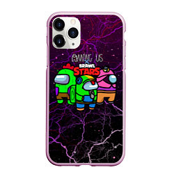 Чехол iPhone 11 Pro матовый Among Us x Brawl Stars, цвет: 3D-розовый