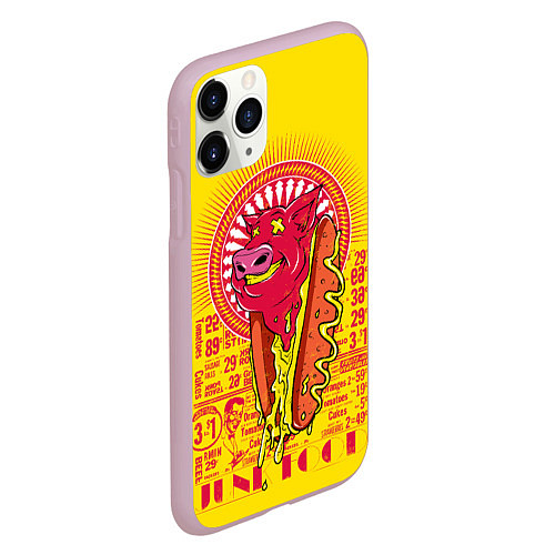 Чехол iPhone 11 Pro матовый Свиной фаст фуд / 3D-Розовый – фото 2