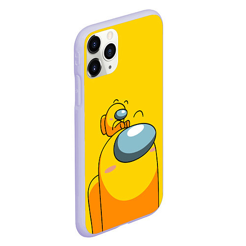 Чехол iPhone 11 Pro матовый AMONG US YELLOW / 3D-Светло-сиреневый – фото 2