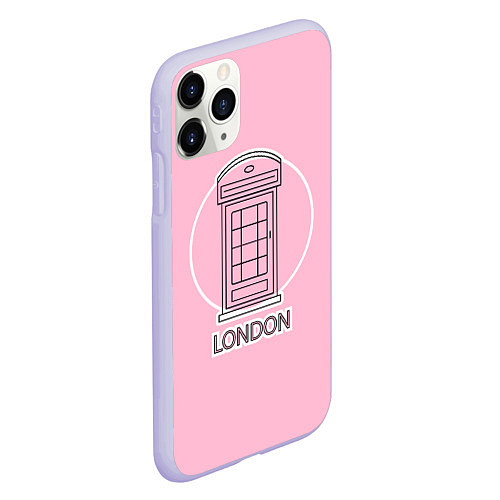 Чехол iPhone 11 Pro матовый Телефонная будка, London / 3D-Светло-сиреневый – фото 2