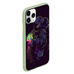 Чехол iPhone 11 Pro матовый Медуза и космонавт, цвет: 3D-салатовый — фото 2