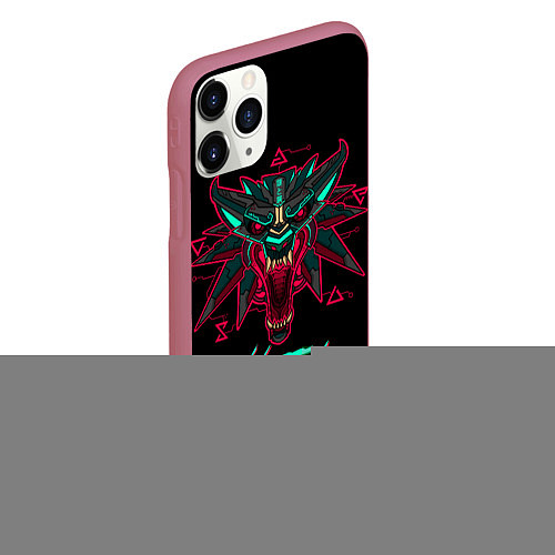 Чехол iPhone 11 Pro матовый The Witcher 2077 / 3D-Малиновый – фото 2