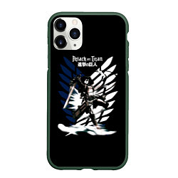 Чехол iPhone 11 Pro матовый Атака на титанов, цвет: 3D-темно-зеленый