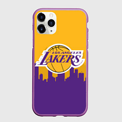 Чехол iPhone 11 Pro матовый LOS ANGELES LAKERS, цвет: 3D-фиолетовый