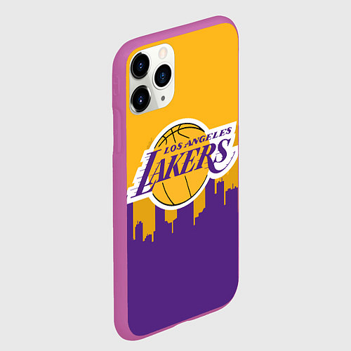 Чехол iPhone 11 Pro матовый LOS ANGELES LAKERS / 3D-Фиолетовый – фото 2
