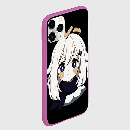 Чехол iPhone 11 Pro матовый Genshin Impact Paimon / 3D-Фиолетовый – фото 2
