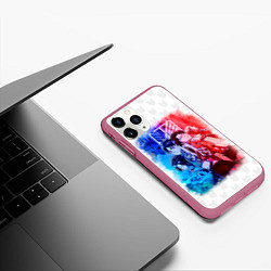 Чехол iPhone 11 Pro матовый Атака на титанов, цвет: 3D-малиновый — фото 2