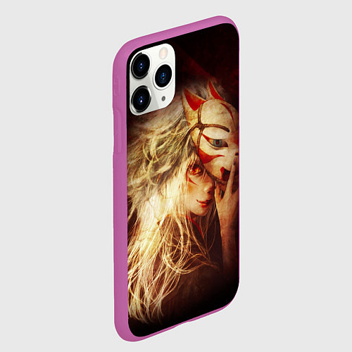 Чехол iPhone 11 Pro матовый Кицуне / 3D-Фиолетовый – фото 2