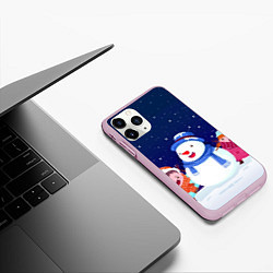 Чехол iPhone 11 Pro матовый СНЕГОВИК, цвет: 3D-розовый — фото 2