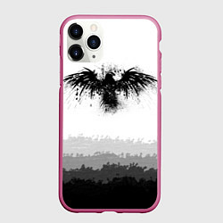 Чехол iPhone 11 Pro матовый ЧЁРНЫЙ ВОРОН, цвет: 3D-малиновый