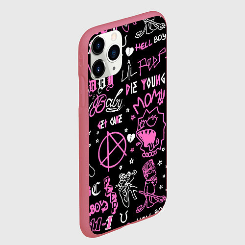 Чехол iPhone 11 Pro матовый LIL PEEP / 3D-Малиновый – фото 2