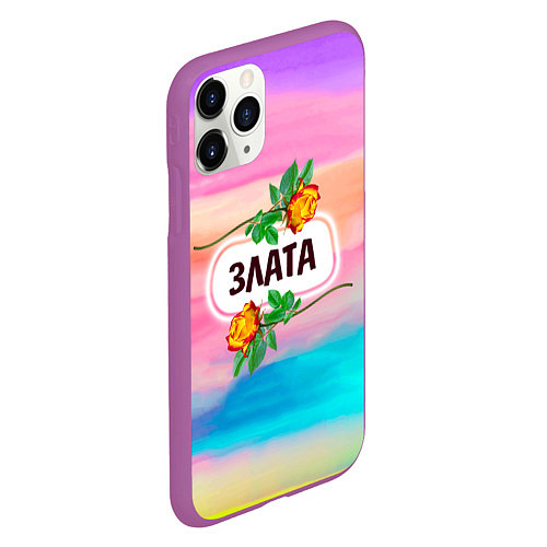 Чехол iPhone 11 Pro матовый Злата / 3D-Фиолетовый – фото 2