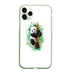 Чехол iPhone 11 Pro матовый Панда, цвет: 3D-салатовый