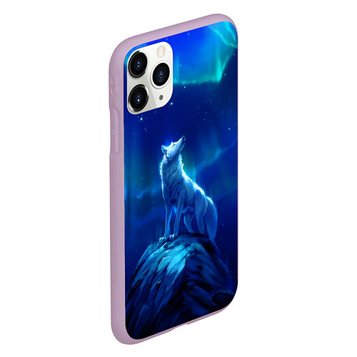 Чехол iPhone 11 Pro матовый Одинокий Волк / 3D-Сиреневый – фото 2